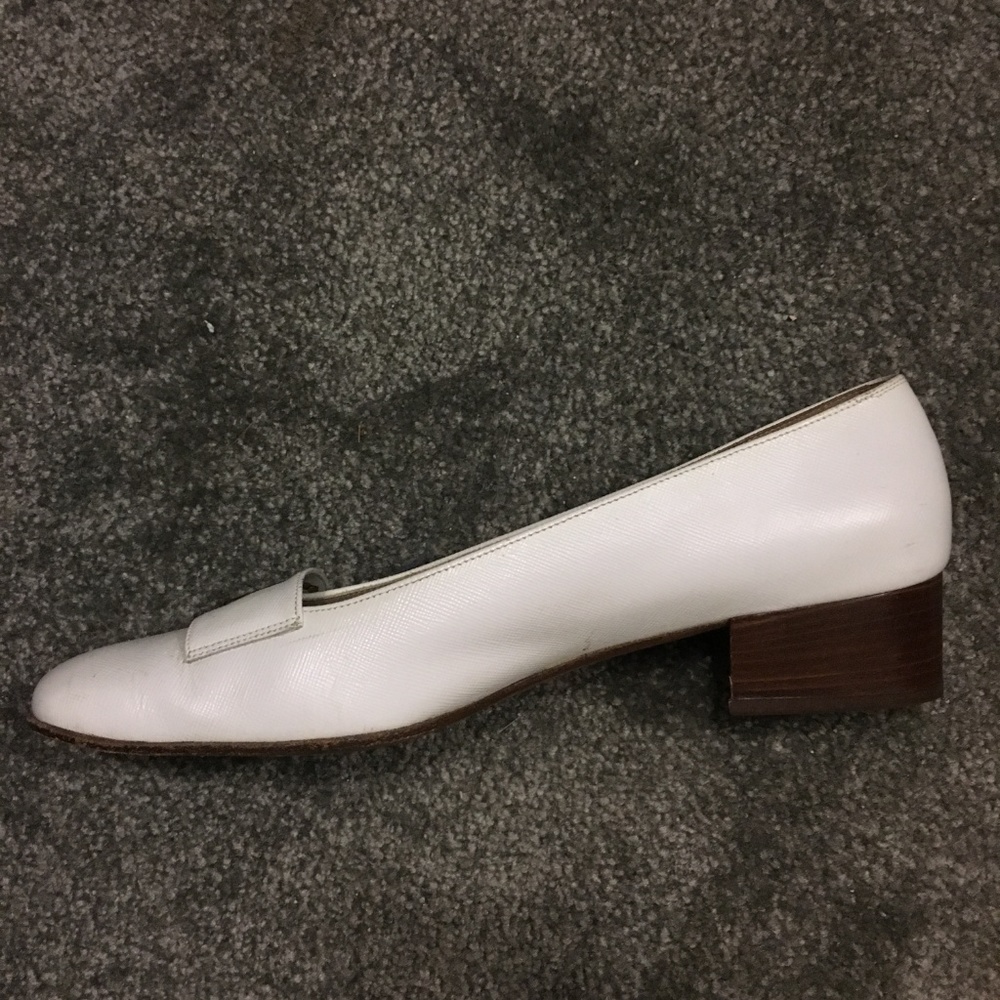 White Ferragamo Vintage Buckle Heels size 37